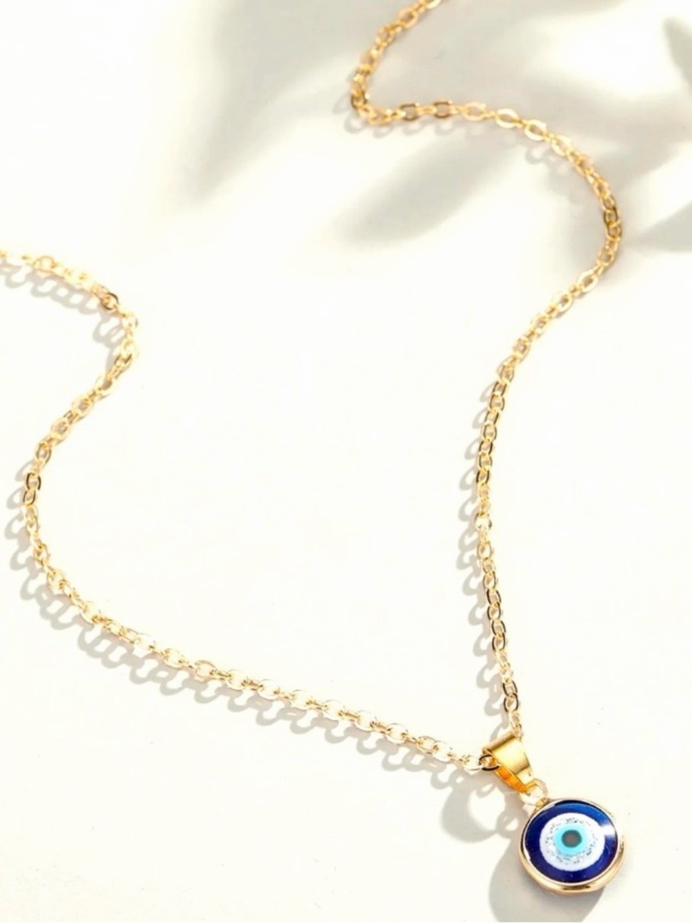 New Gold Necklace with Blue Evil Eye Pendant - Women Jewelry